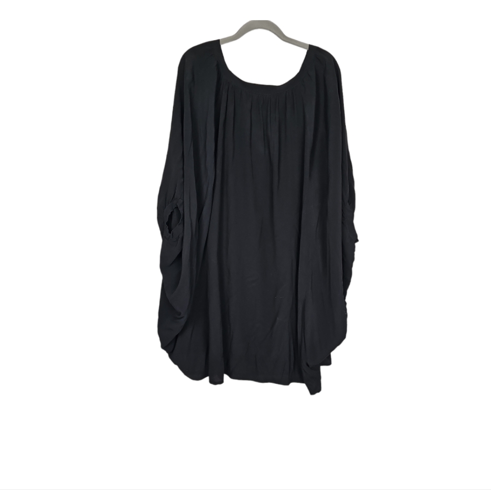 🌞Rabens Saloner Black Boxy Dolman Sleeve Viscose Tunic Kaftan Dress Pockets S/M - Picture 2 of 12